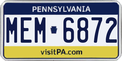 PA license plate MEM6872