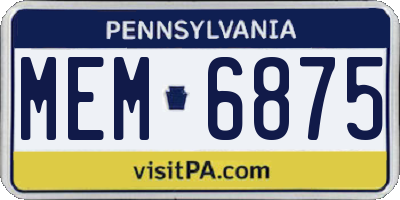 PA license plate MEM6875