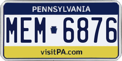 PA license plate MEM6876