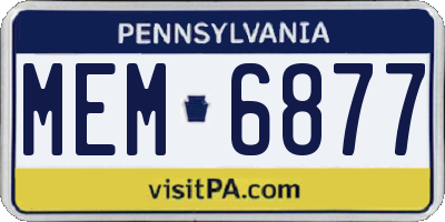 PA license plate MEM6877