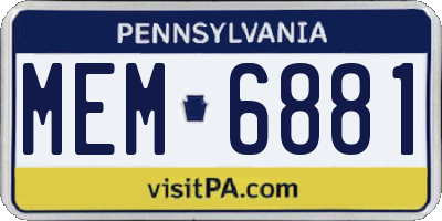 PA license plate MEM6881