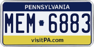 PA license plate MEM6883