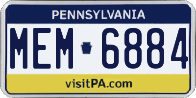 PA license plate MEM6884