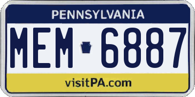PA license plate MEM6887