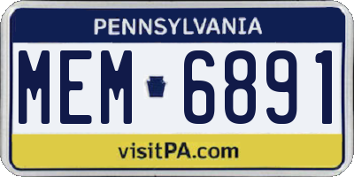 PA license plate MEM6891