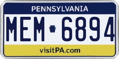PA license plate MEM6894