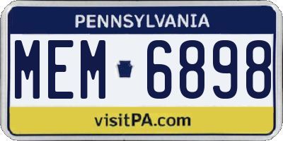 PA license plate MEM6898
