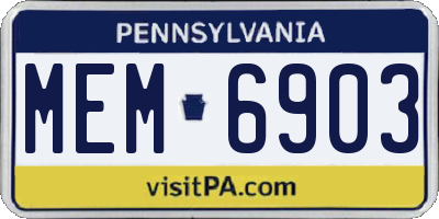PA license plate MEM6903