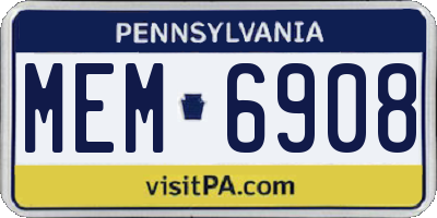 PA license plate MEM6908