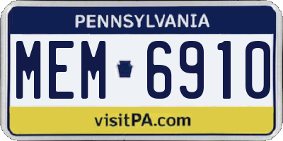 PA license plate MEM6910