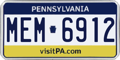 PA license plate MEM6912