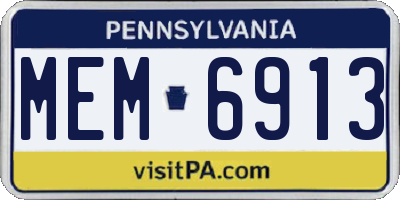 PA license plate MEM6913