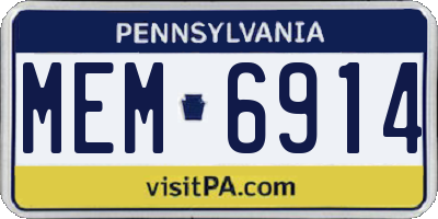 PA license plate MEM6914
