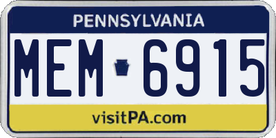 PA license plate MEM6915