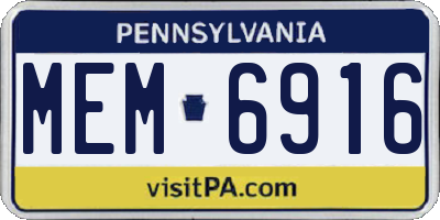 PA license plate MEM6916