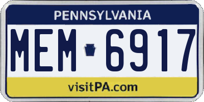 PA license plate MEM6917