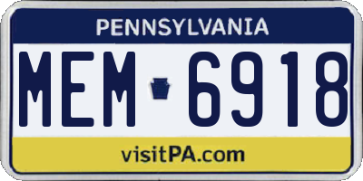 PA license plate MEM6918