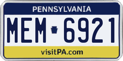 PA license plate MEM6921
