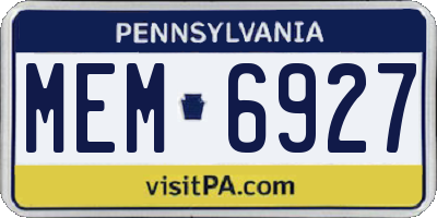 PA license plate MEM6927