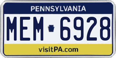 PA license plate MEM6928