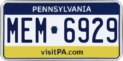 PA license plate MEM6929