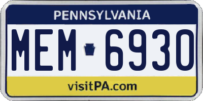 PA license plate MEM6930