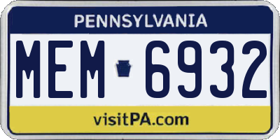 PA license plate MEM6932