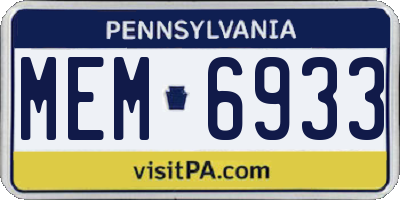 PA license plate MEM6933