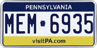 PA license plate MEM6935