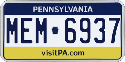 PA license plate MEM6937