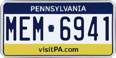 PA license plate MEM6941