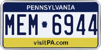 PA license plate MEM6944