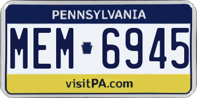 PA license plate MEM6945
