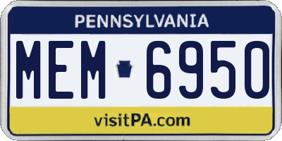 PA license plate MEM6950