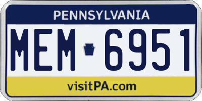 PA license plate MEM6951