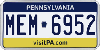 PA license plate MEM6952