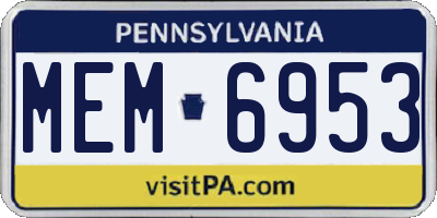 PA license plate MEM6953