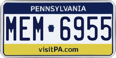 PA license plate MEM6955