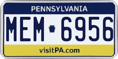 PA license plate MEM6956