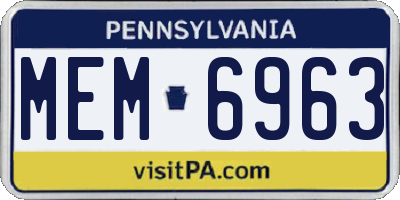 PA license plate MEM6963