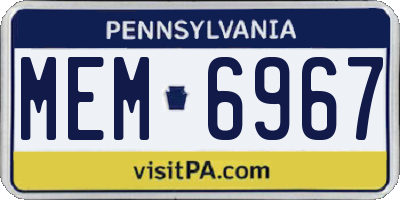 PA license plate MEM6967