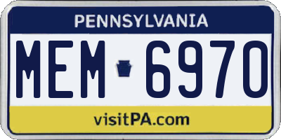 PA license plate MEM6970