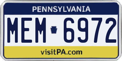 PA license plate MEM6972