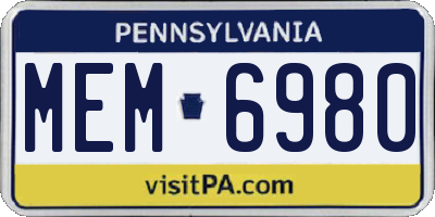 PA license plate MEM6980
