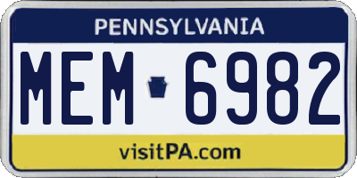 PA license plate MEM6982