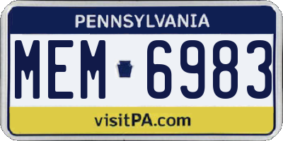 PA license plate MEM6983