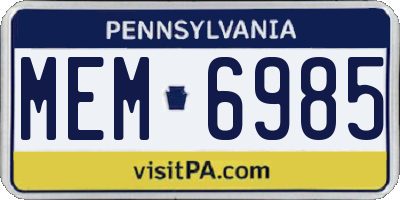 PA license plate MEM6985