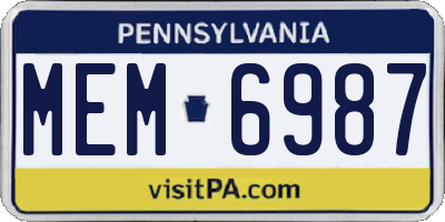 PA license plate MEM6987