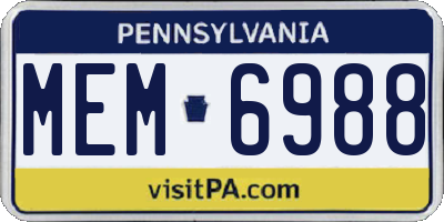 PA license plate MEM6988
