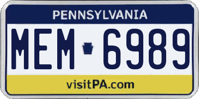 PA license plate MEM6989